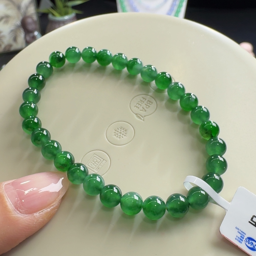 未镶嵌手链翡翠冰胶辣阳绿单圈6mm