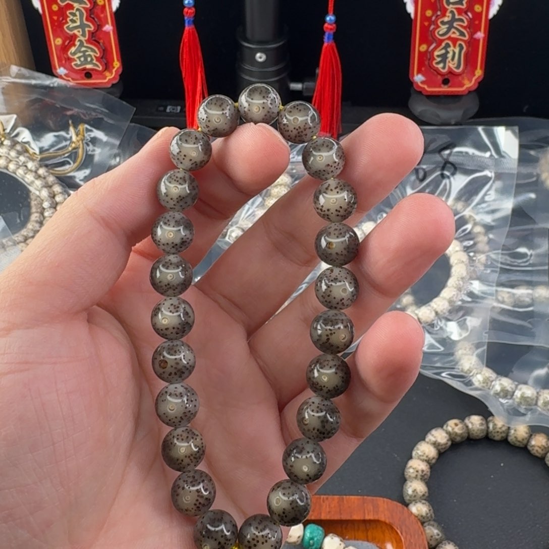 星月菩提手串黑冰圆珠手持10mm