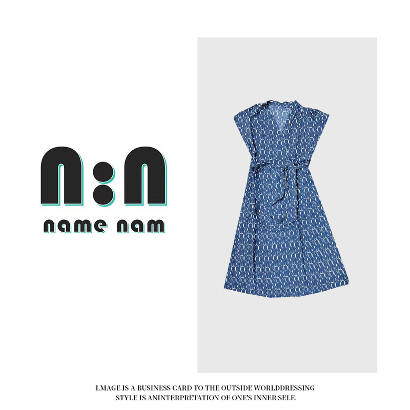 新品时尚百搭气质显瘦V领短袖连衣裙Y-540