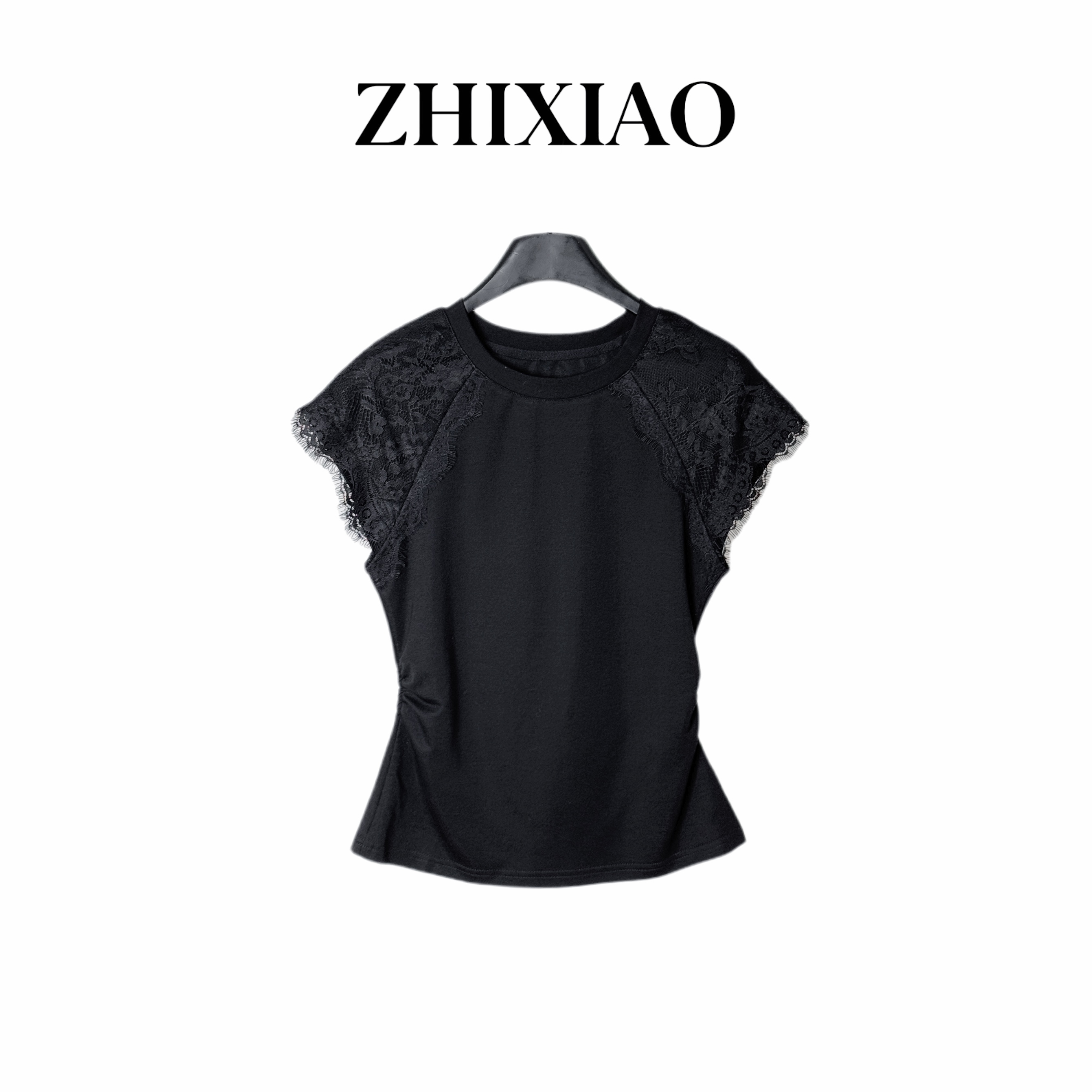 【ZHIXIAO】夏季新款：蕾丝飞袖上衣91402