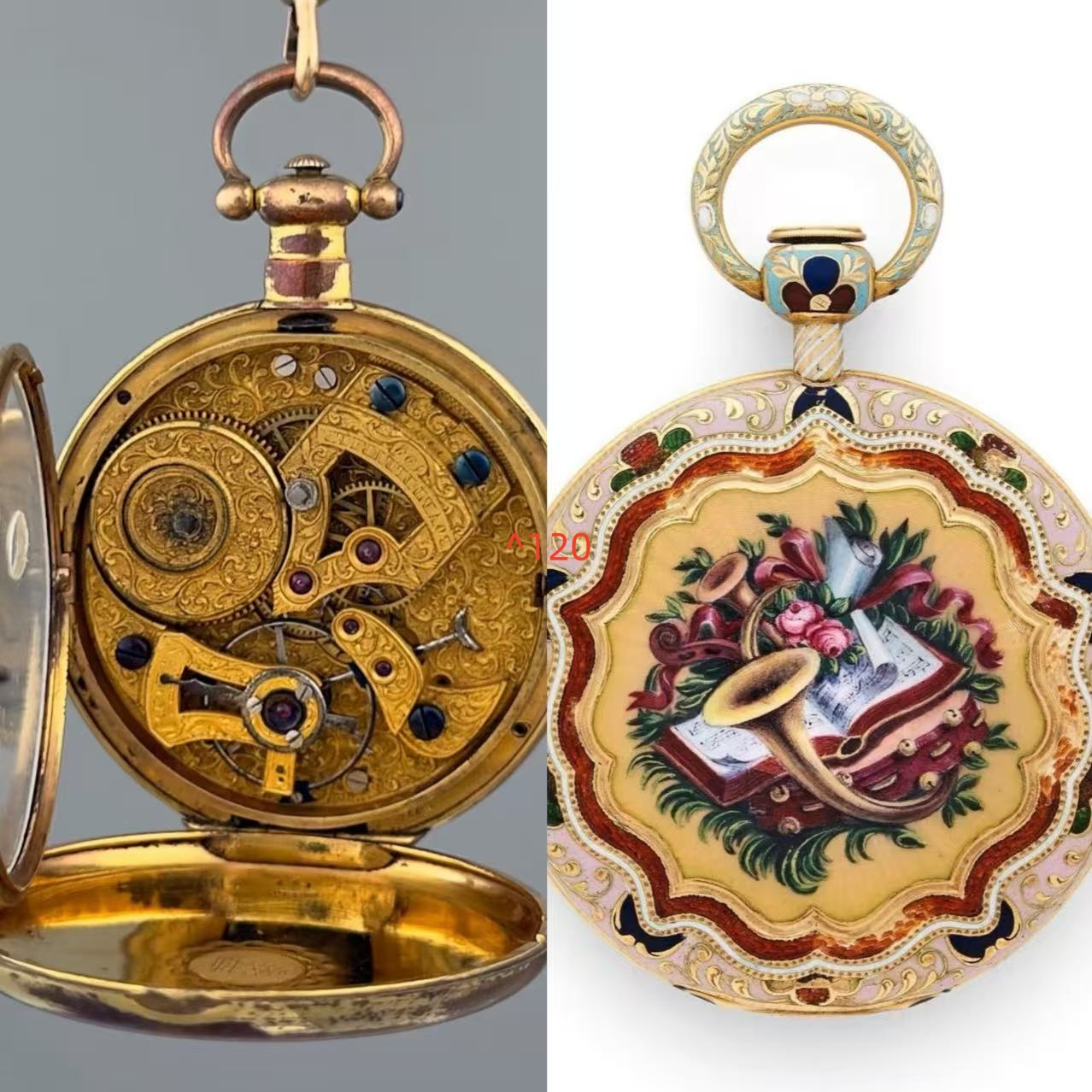 复古金色机械石英链怀表戴时尚百搭，发货以直播间展示为准025371