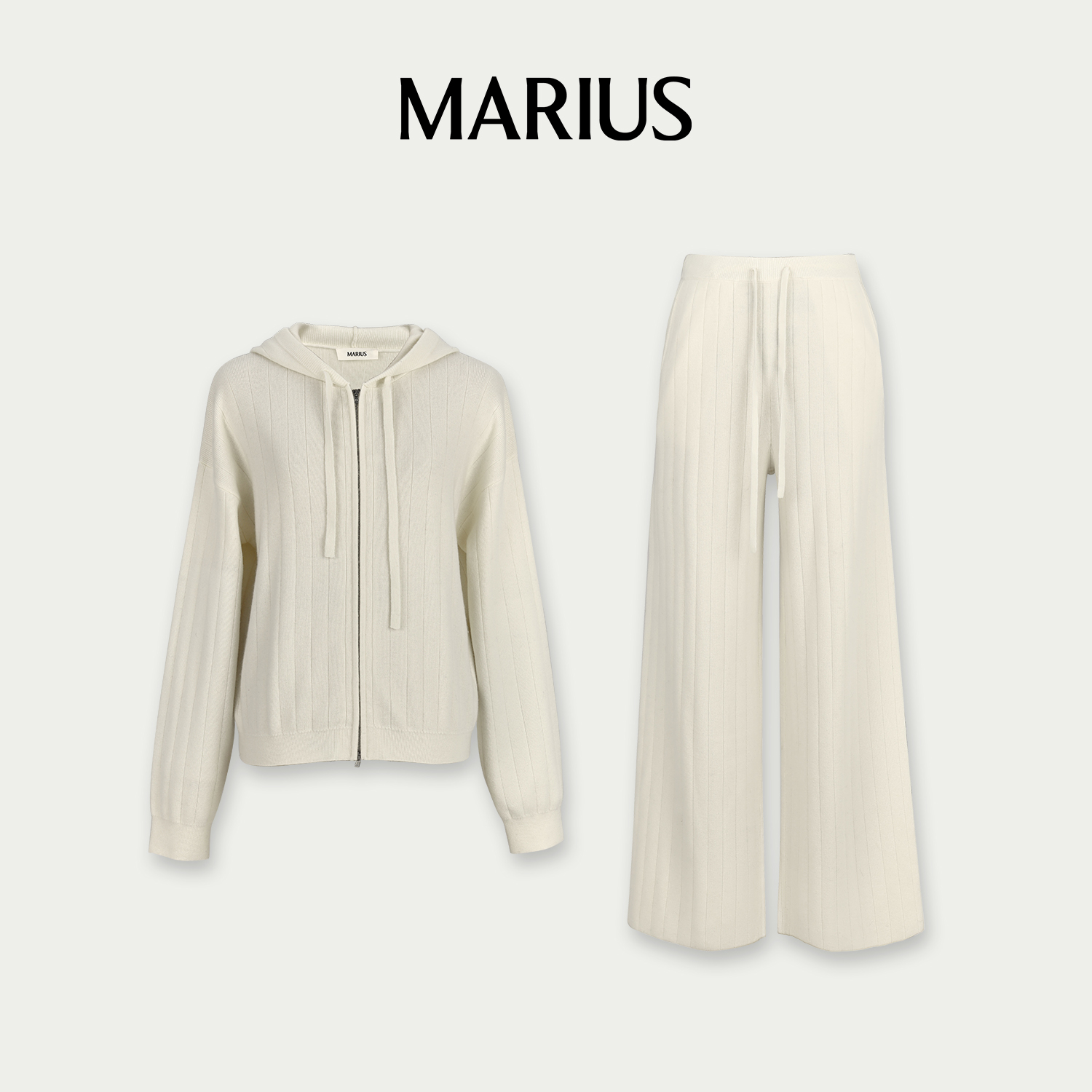 MARIUS‘奶糖套’拉链针织连帽衫套装 春秋毛衣时尚针织套装