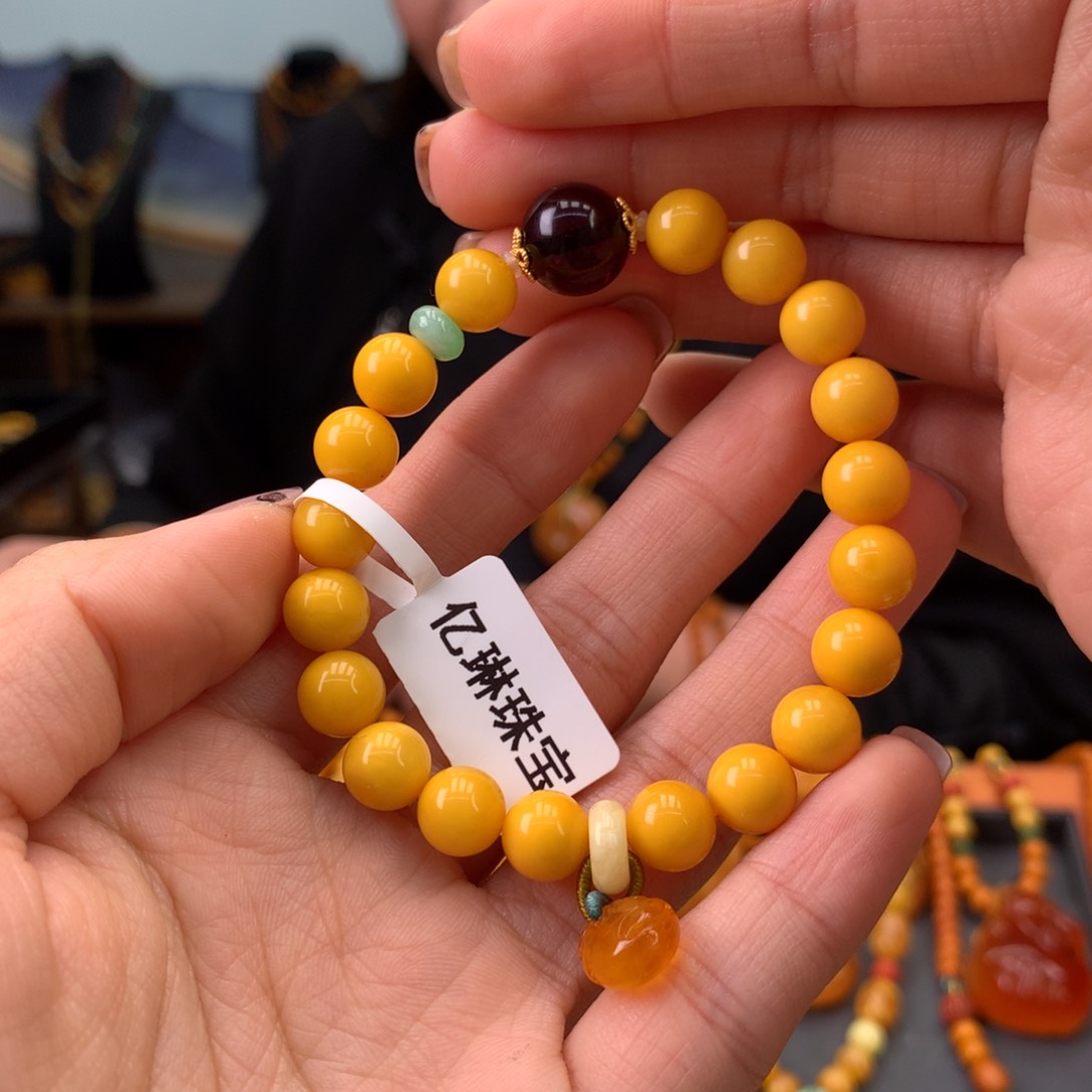 蜜蜡手串未镶嵌天然