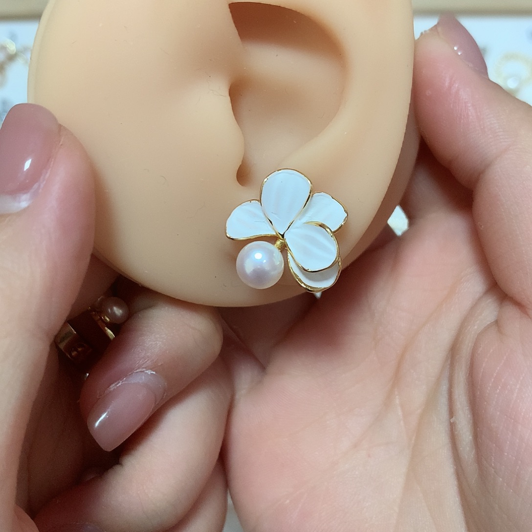 淡水珍珠耳饰合金