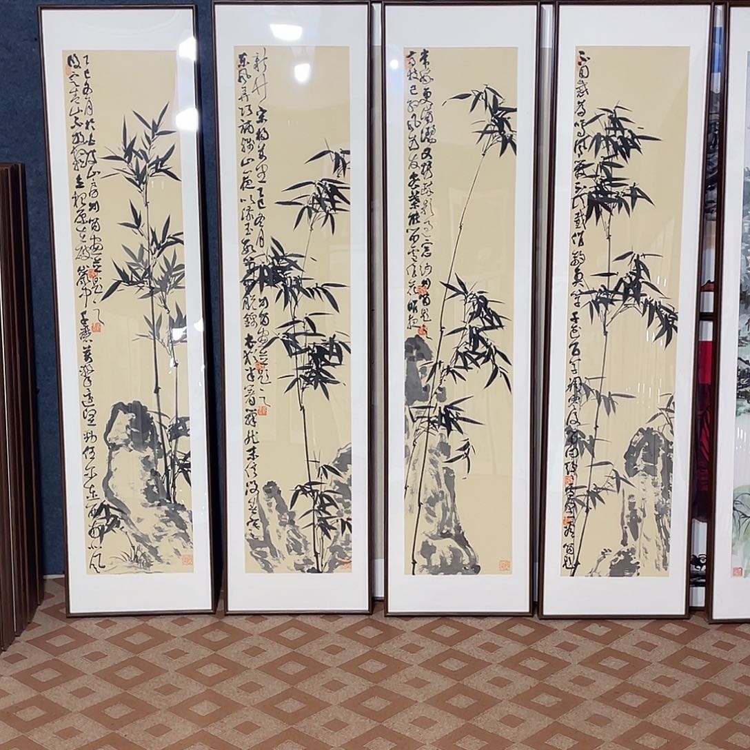 国画手绘画作品带框