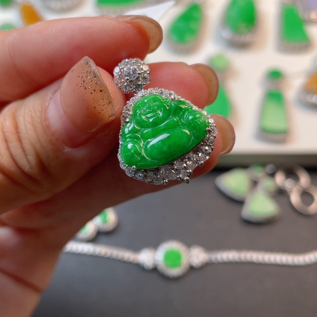 翡翠吊坠(不含链)银S925镶嵌