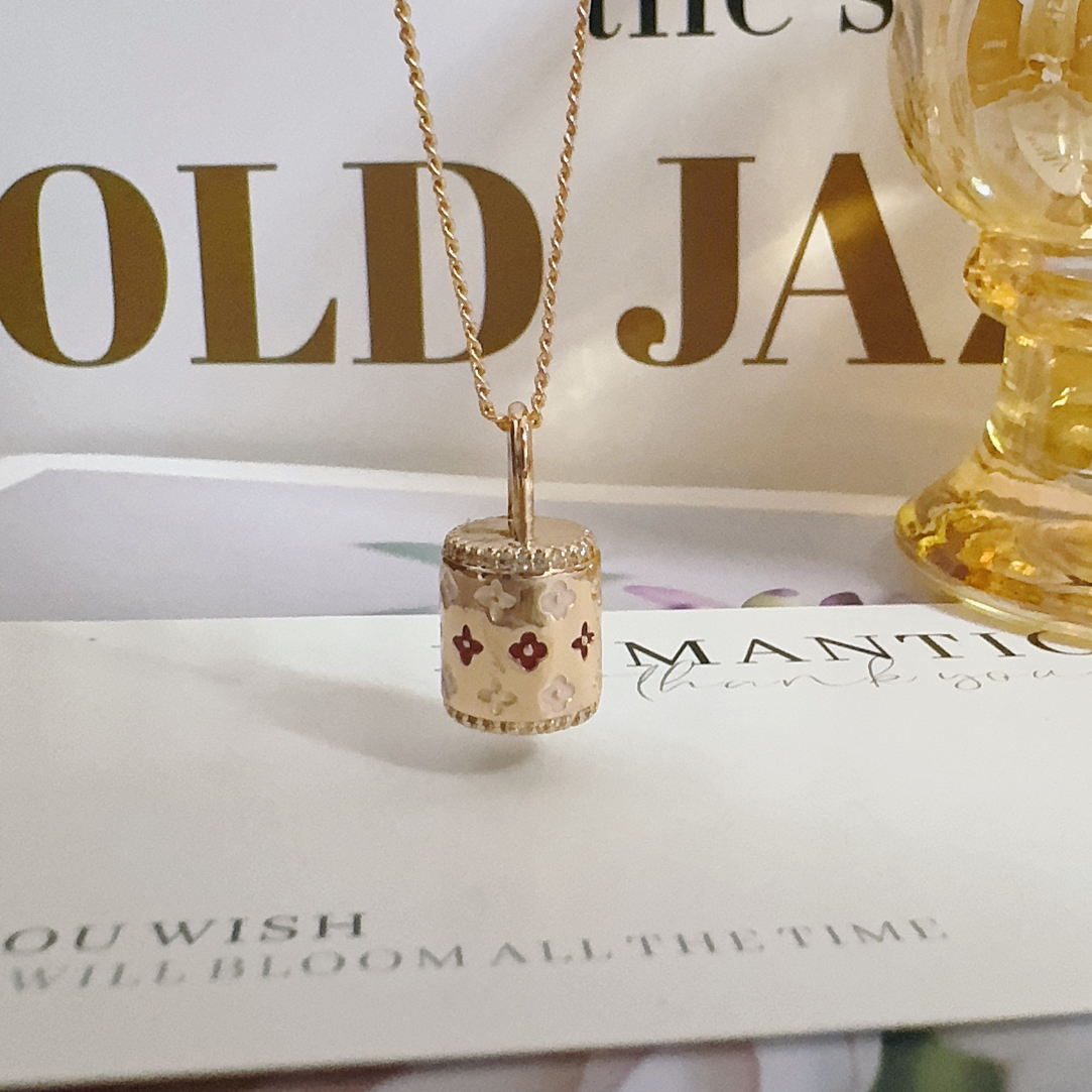 铜合金项链 4044 玫瑰金色水桶包项链