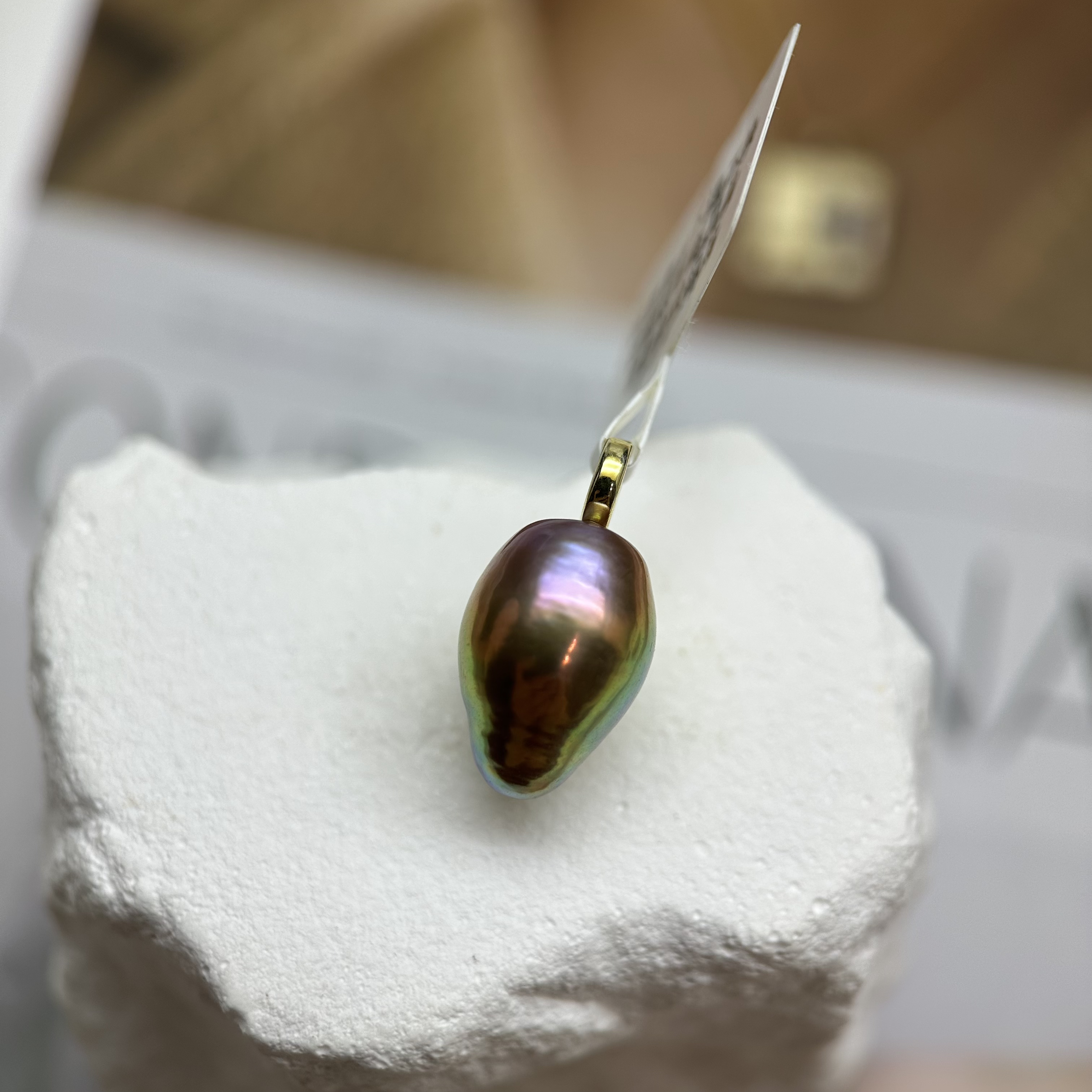 淡水珍珠吊坠 925银配件 牛油果色