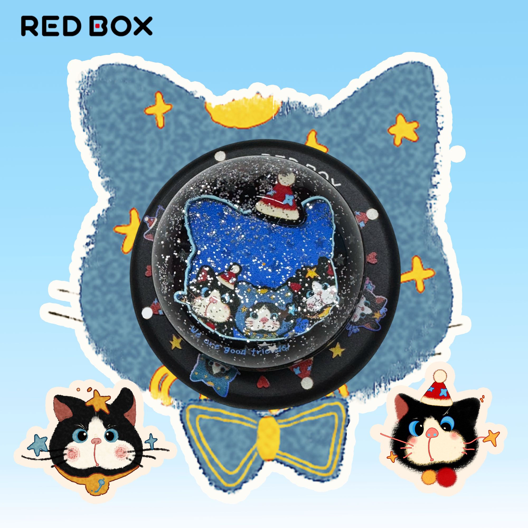 小红盒REDBOX 单支架-”喵呜星球”系列原创水晶球磁吸手机支架