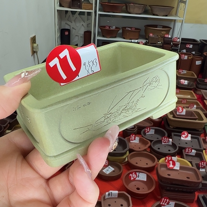 紫砂花盆绿泥小花盆雅致