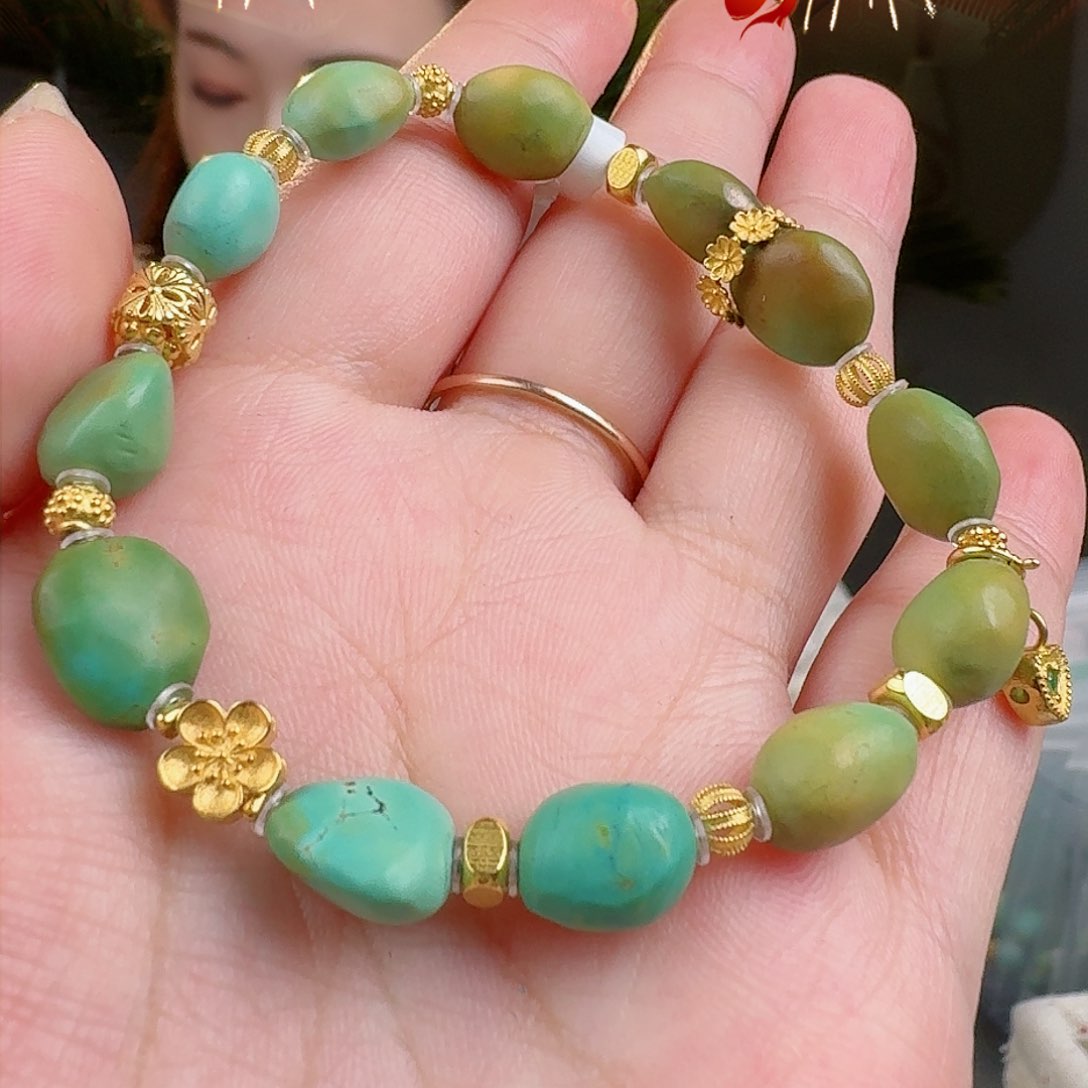 绿松石珠宝奇石18K金镶嵌