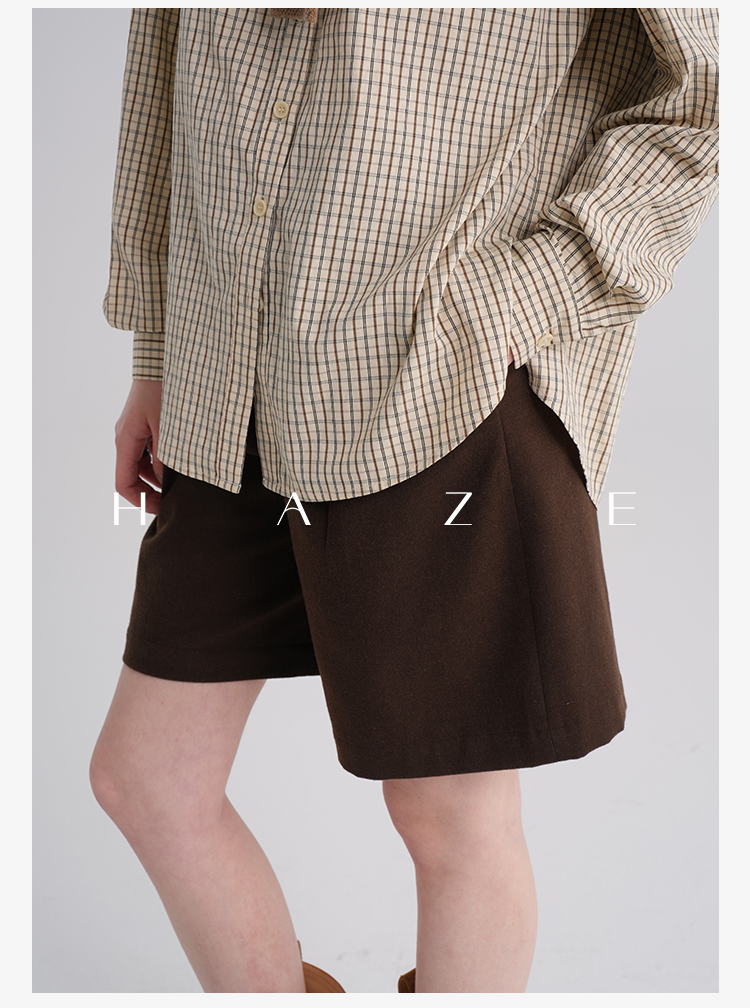 Haze禾枝 阔腿五分裤直筒西装复古宽松休闲中裤秋季