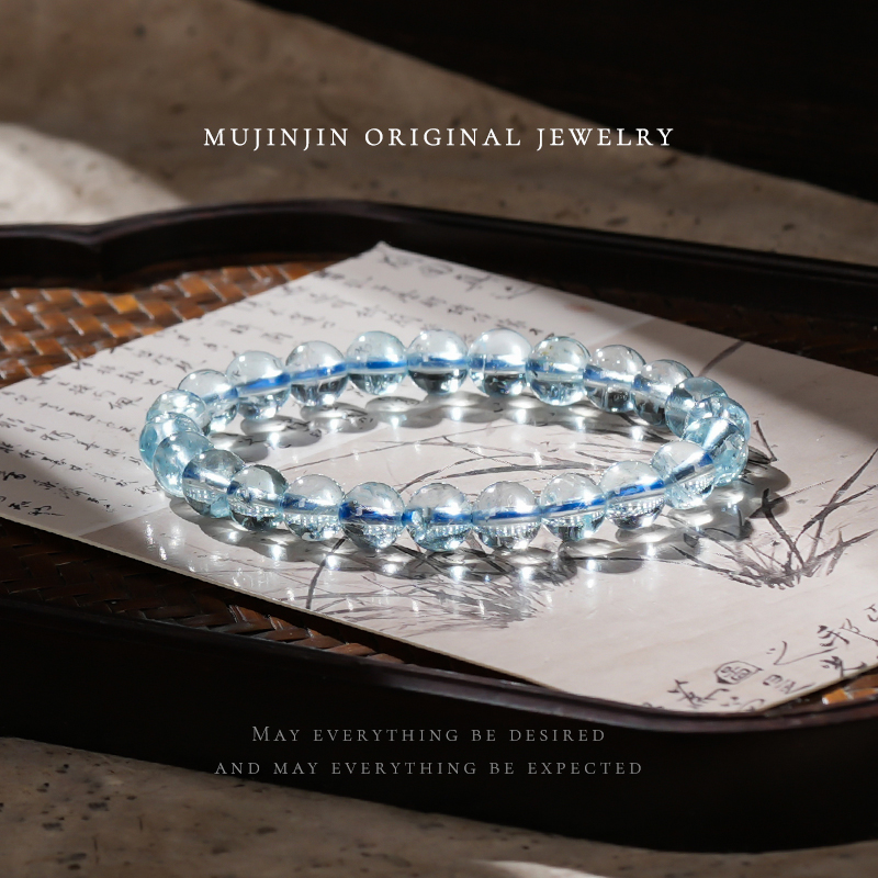 【木槿槿】天然托帕石手链女款串珠单圈手饰品简约手串轻奢小众百搭