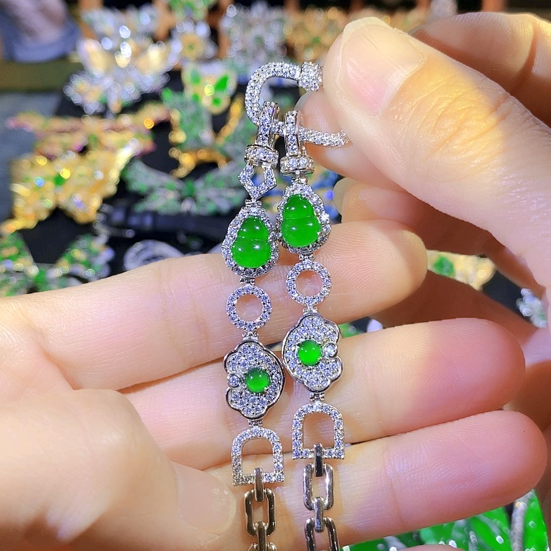 吊坠(不含链)银S925镶嵌翡翠