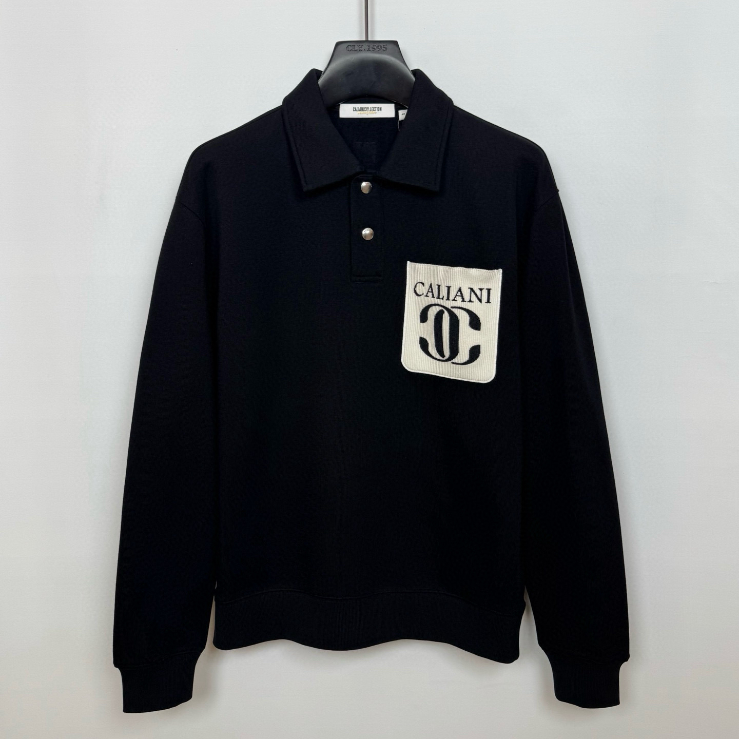 CALIANI/卡里亚尼男士时尚休闲黑色翻领卫衣YN2561WY001 05