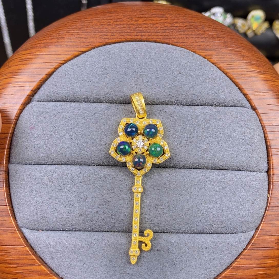 欧泊吊坠(不含链)银S925镶嵌黑欧