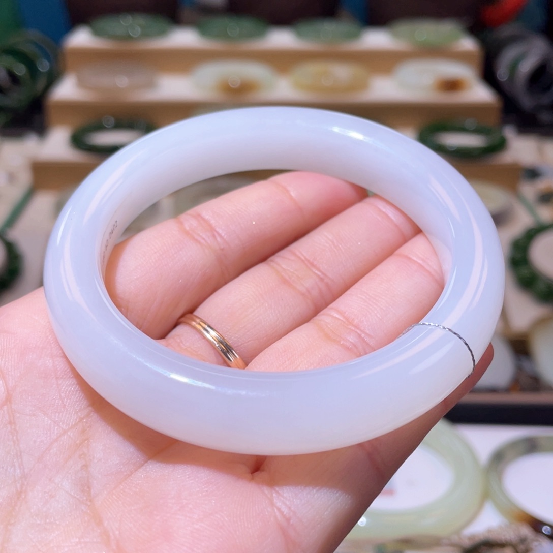 和田玉收藏级白玉手镯59、60未镶嵌