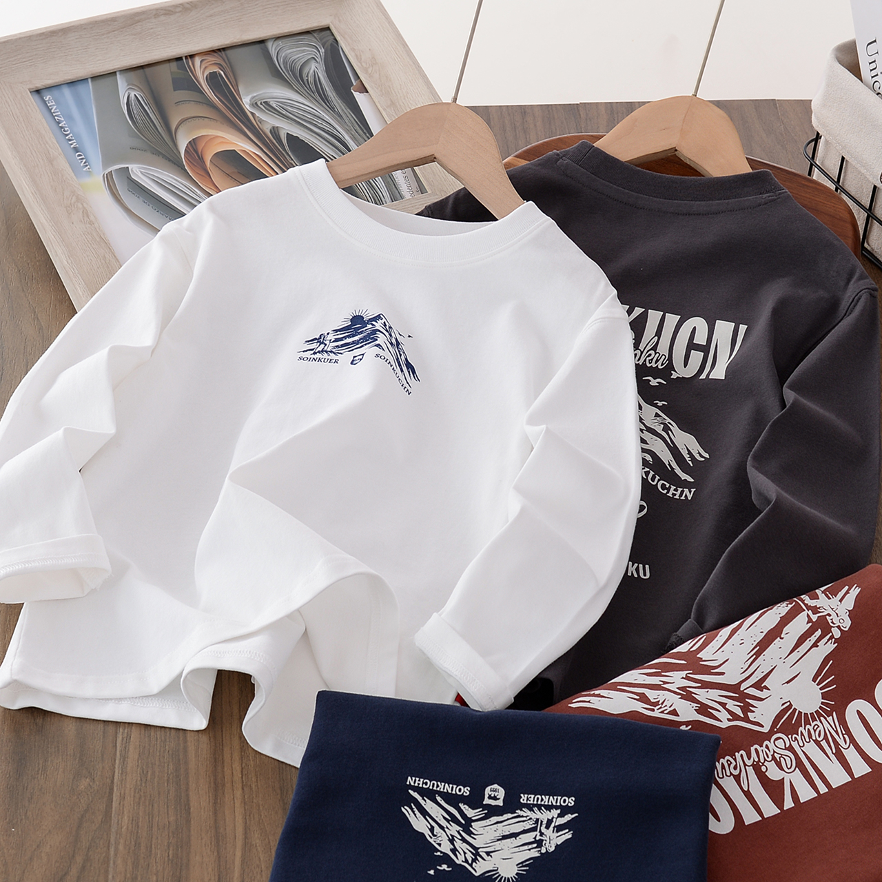 【A类纯棉】童装秋季印花T恤中大童亲子长袖纯棉打底衫亲肤XZ281