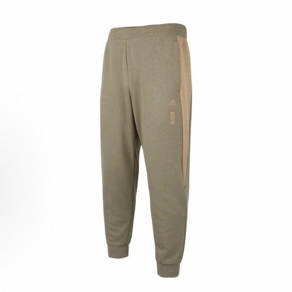 adidas 复古拼接拼色松紧腰针织运动裤 男款 棕色HN8988