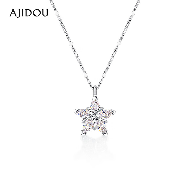 铜合金合成锆石项链 AJIDOU阿吉豆项链五芒星短精链锁骨链【CB】