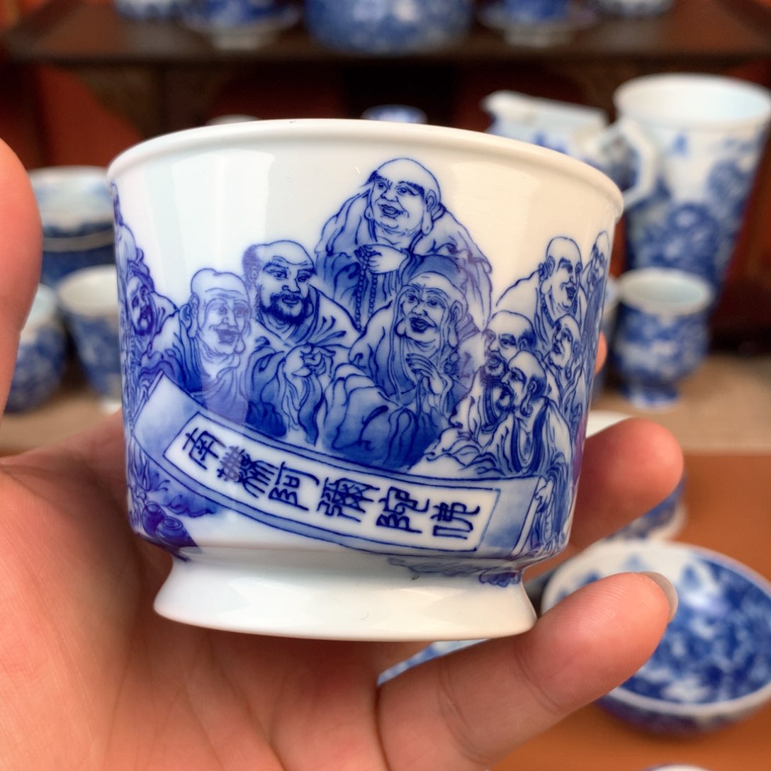 十八罗汉主人杯手工手绘