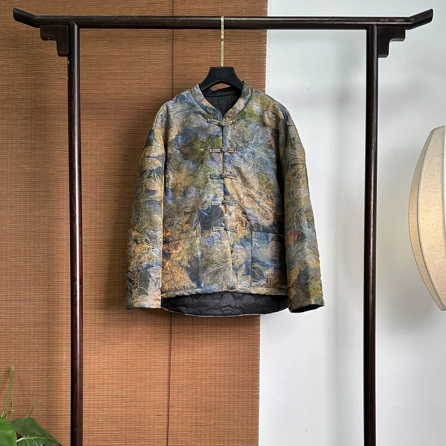 【枫叶荻花】双面穿加棉新中式国风立领浮光锦提花盘扣长袖保暖外套