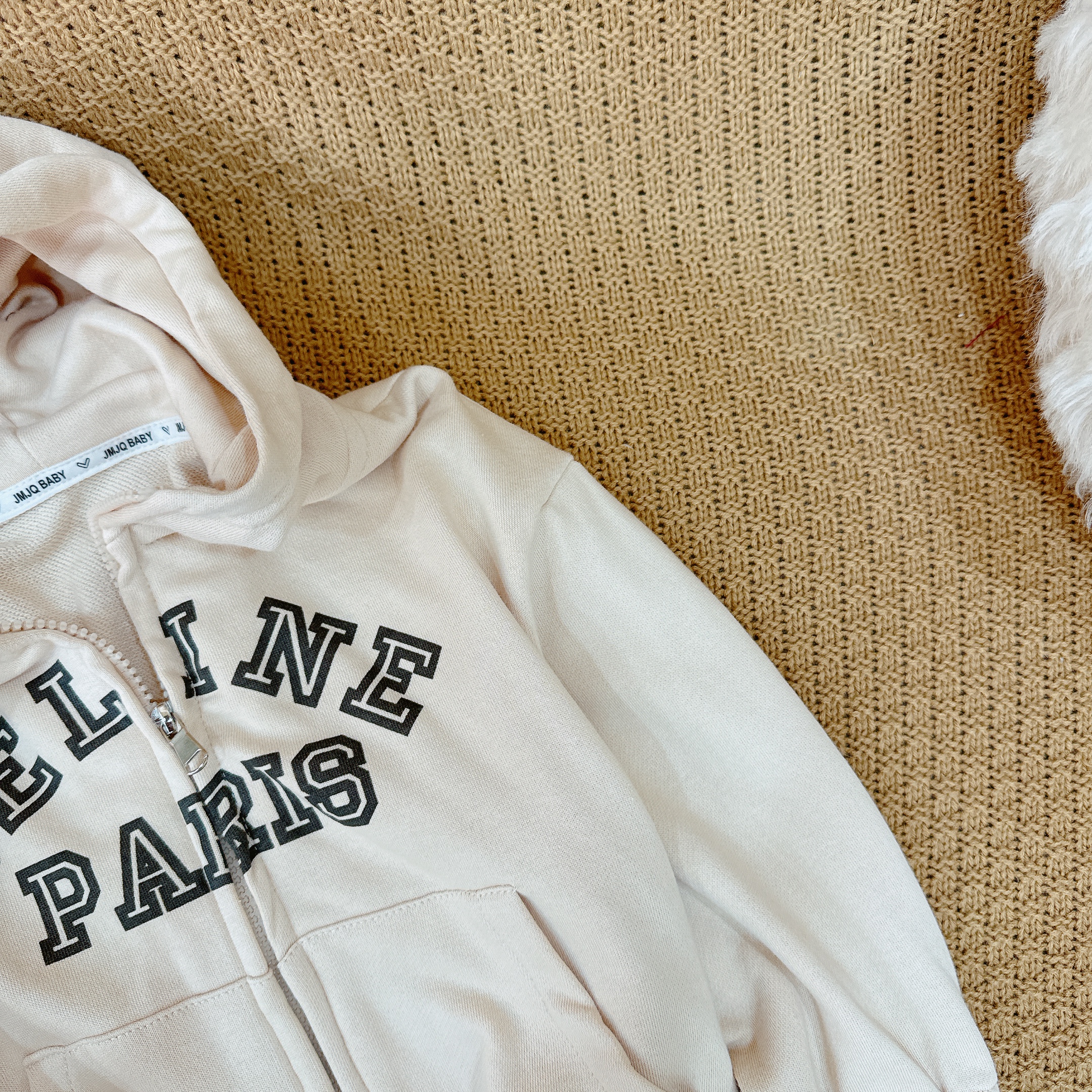 【JMJQ 20759】春秋季儿童休闲抓绒花纱拉链连帽开衫卫衣外套