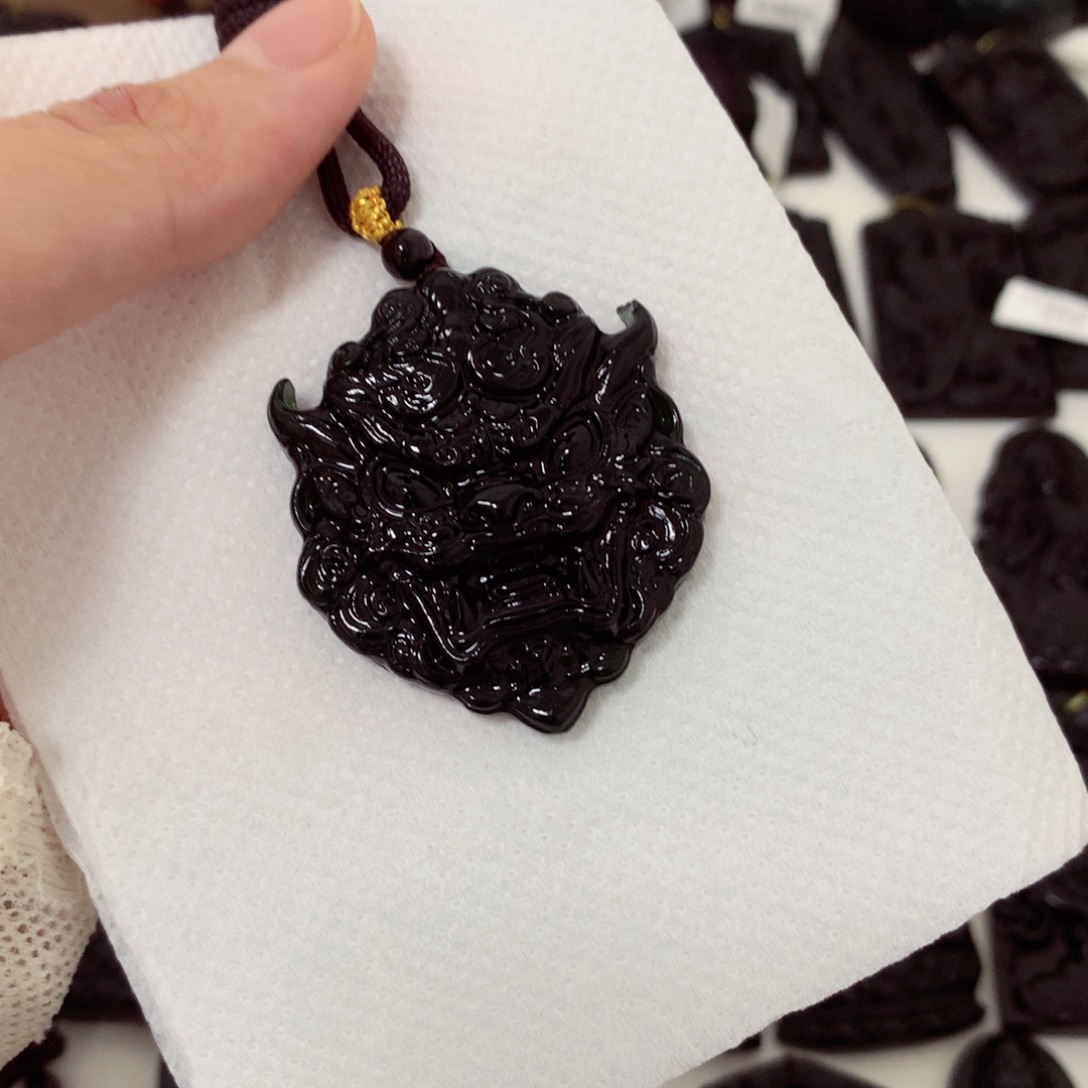 天然缅甸a货钢琴黑挂件