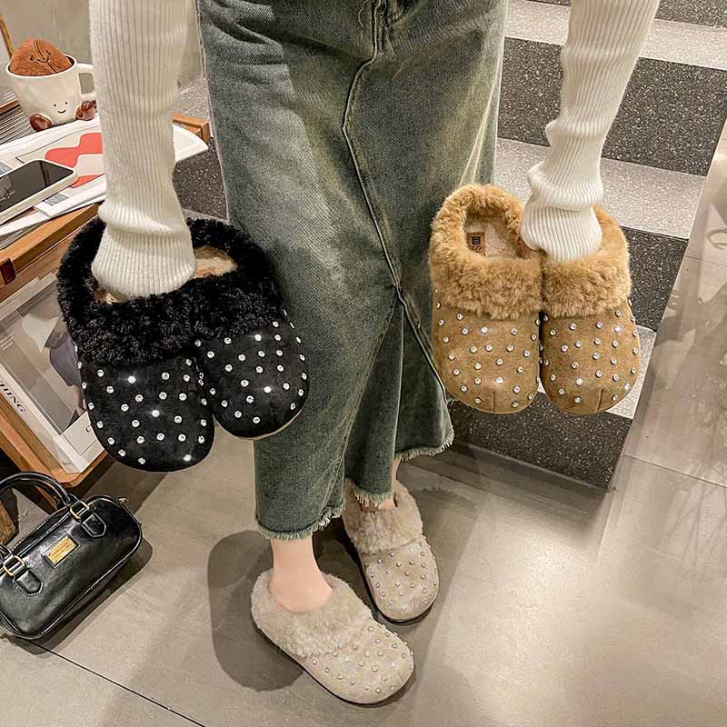 【5CM跟高】【真牛反绒】包头拖厚底毛毛拖网红防滑毛拖外穿居家皆可