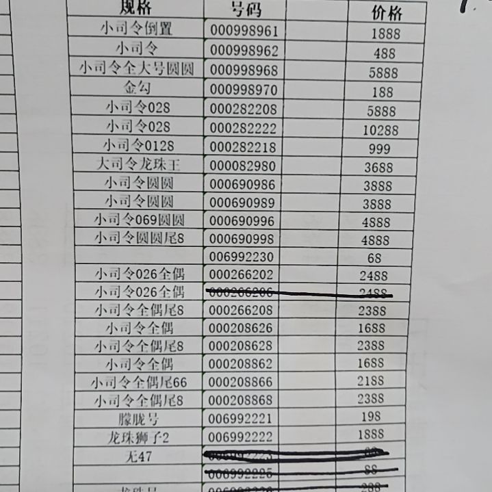 塑料永*蛇钞号码如图所示000998962