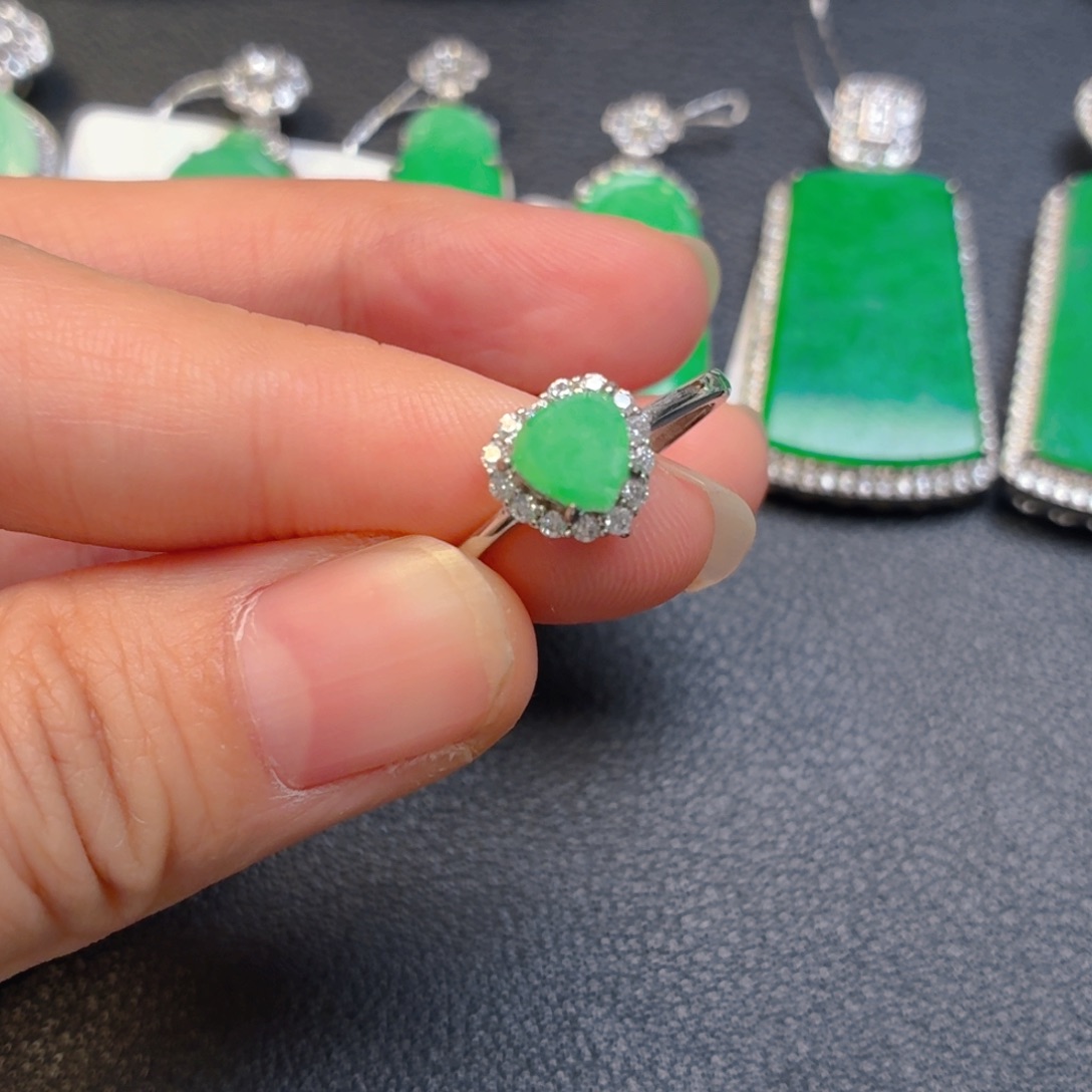 翡翠银S925镶嵌吊坠(不含链)戒指