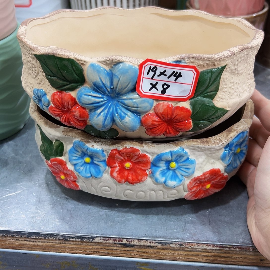 外贸尾单陶瓷花盆10米包邮