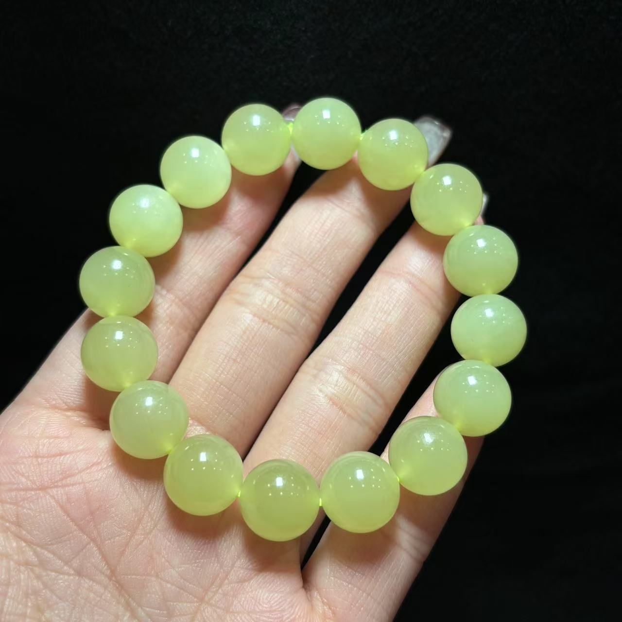 天然和田玉黄玉圆珠手串【多样性发其一】