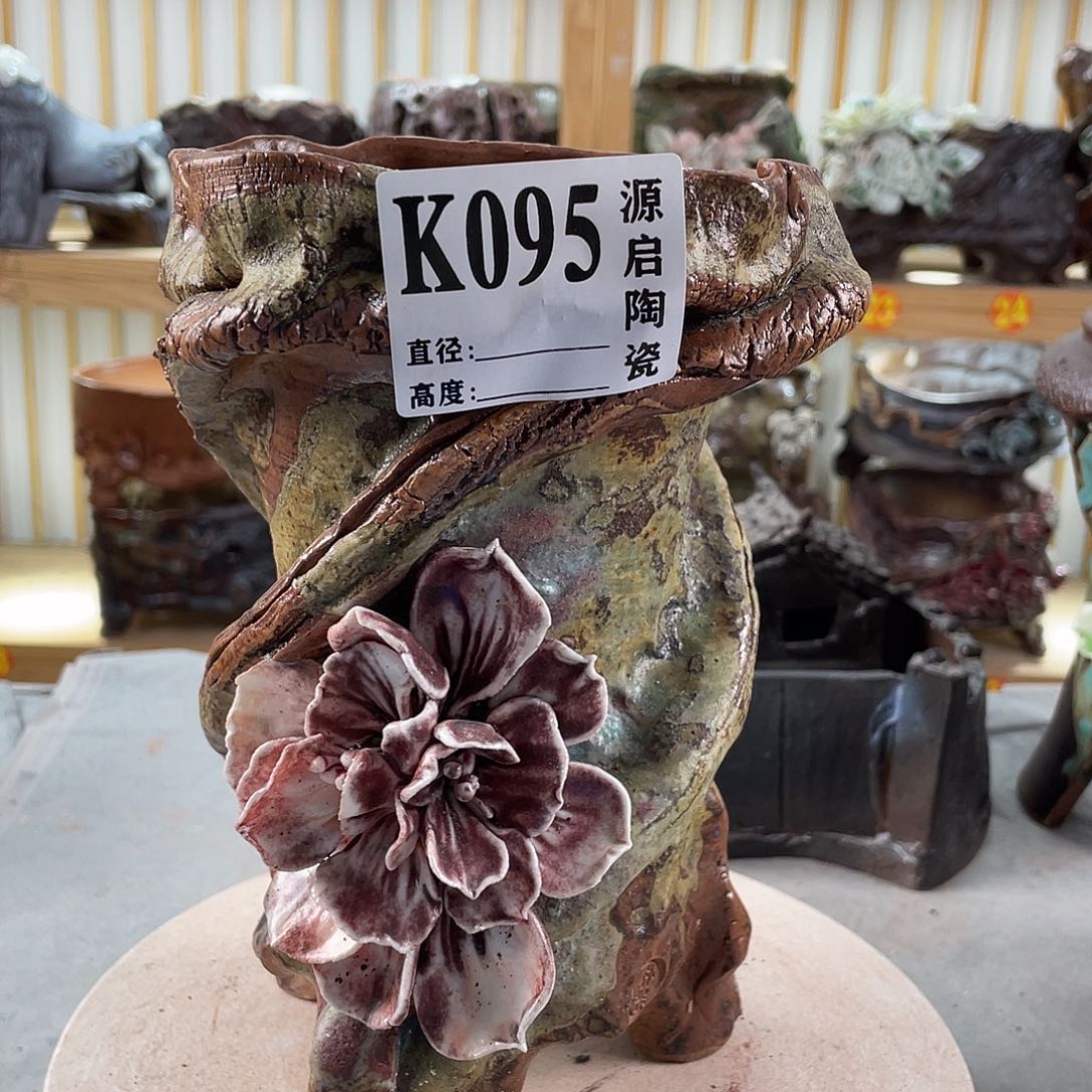 紫砂花盆景德镇陶瓷花盆095