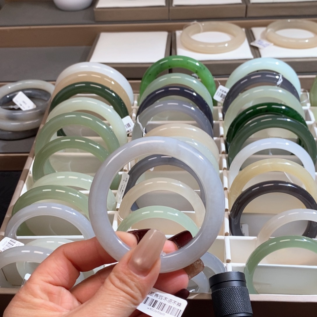 和田玉手镯未镶嵌仙紫52.53