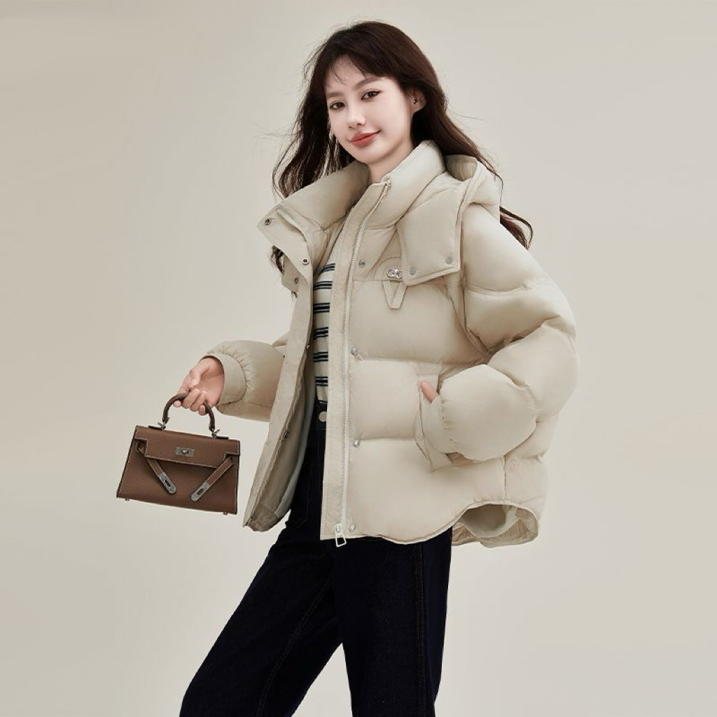 品牌撤柜-7811女款羽绒服短款面包服简约百搭宽松防寒鸭绒