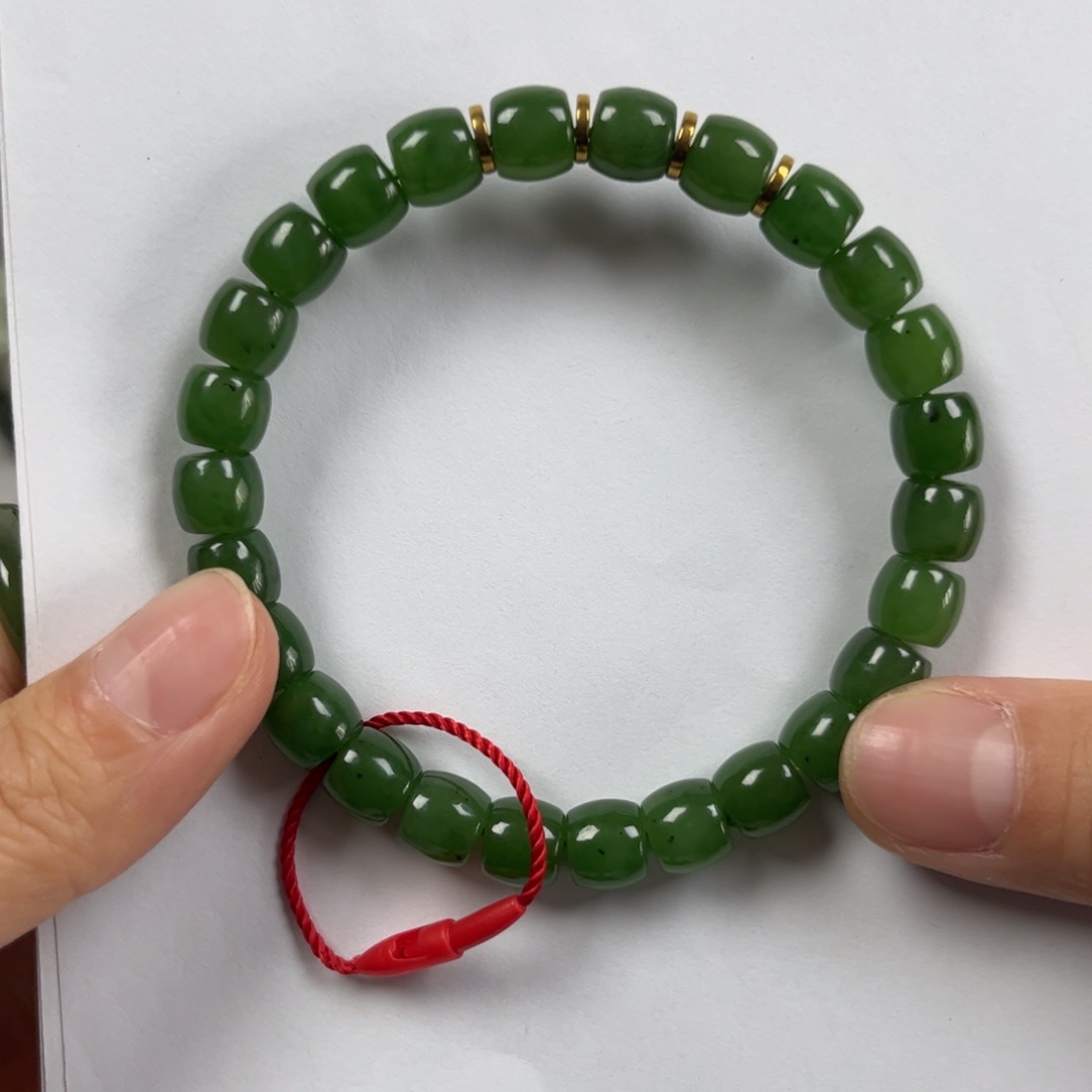 和田玉手链未镶嵌卡8直切珠宝级