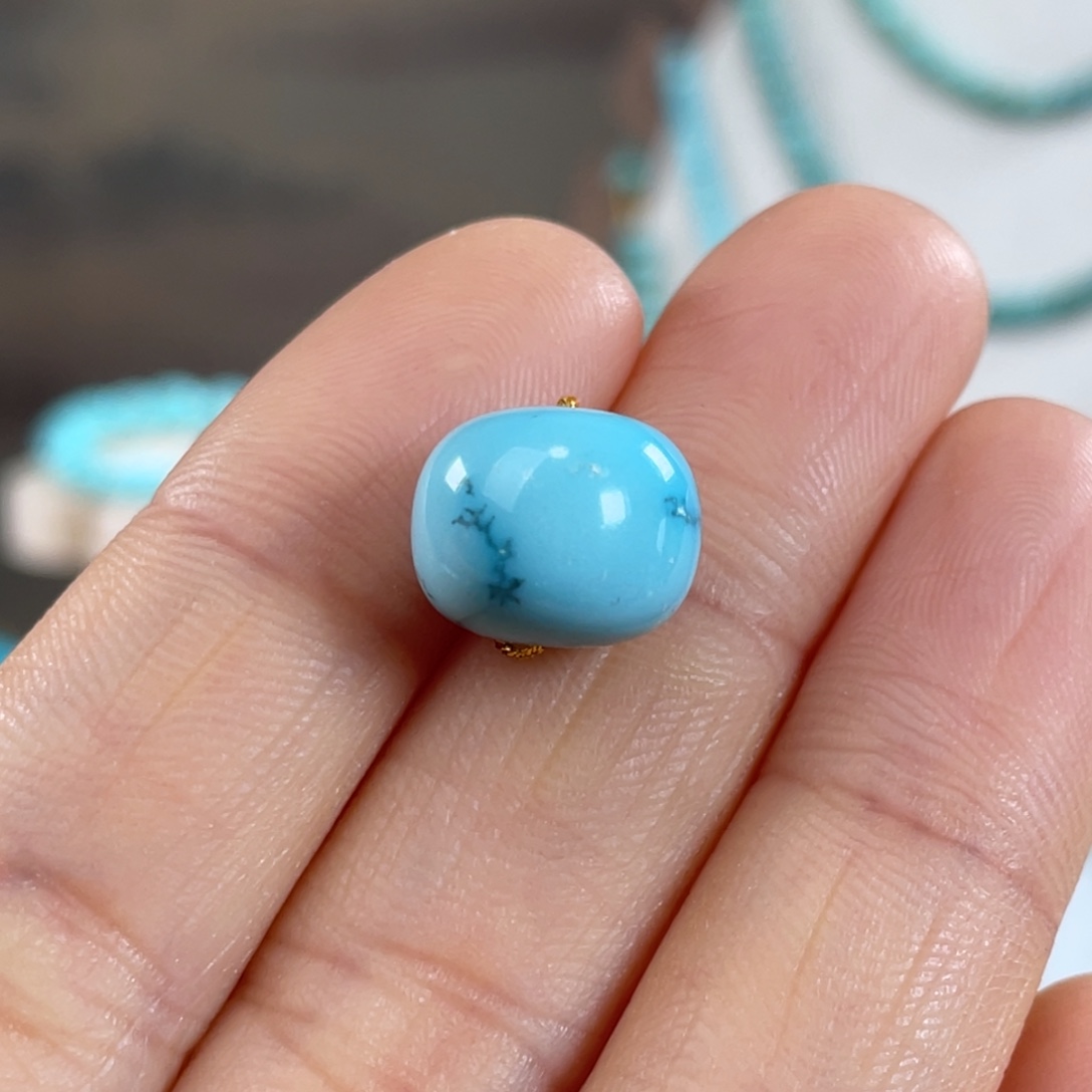 绿松石未镶嵌套链云盖寺老型珠12.5mm