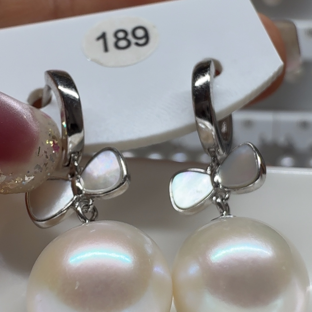 人***活淡水珍珠银S925镶嵌耳饰珍珠12.2