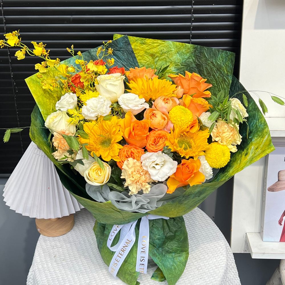 【前程似锦】向日葵跳舞兰混搭鲜花花束生日鲜花送朋友送女友闺蜜花店送花上门