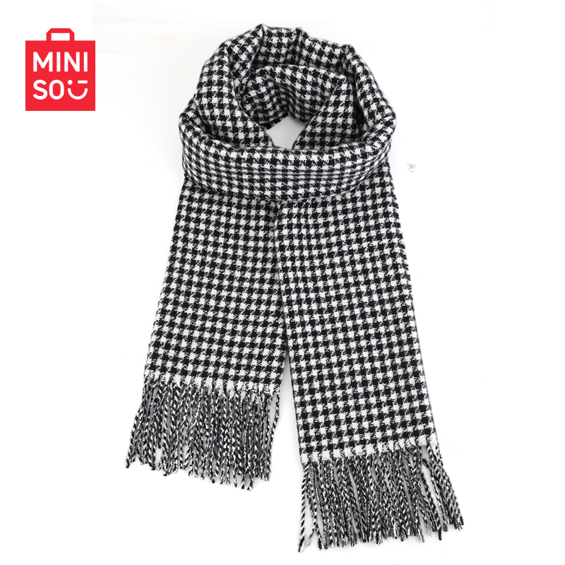 MINISO名创优品【时代少年团同款】保暖经典翎羽谧纹简约格纹围巾