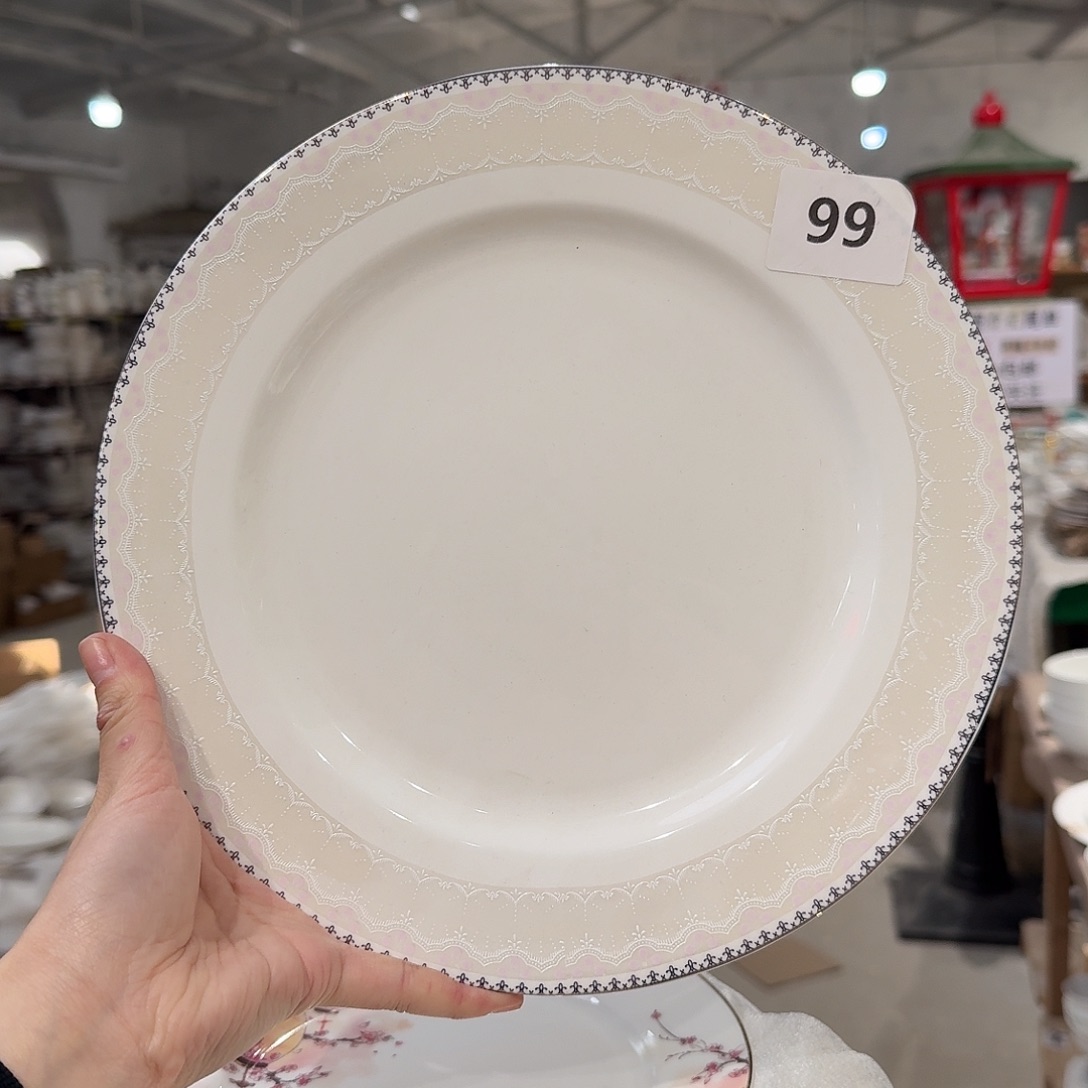 瓷骨瓷十英寸25cm大盘一只外贸骨瓷