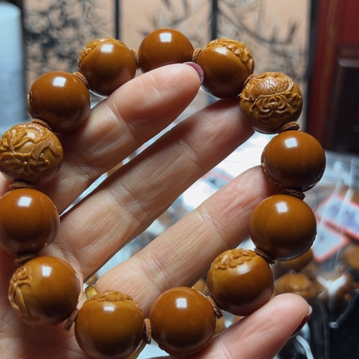 手串/手链橄榄核志**在光珠荷叶鱼