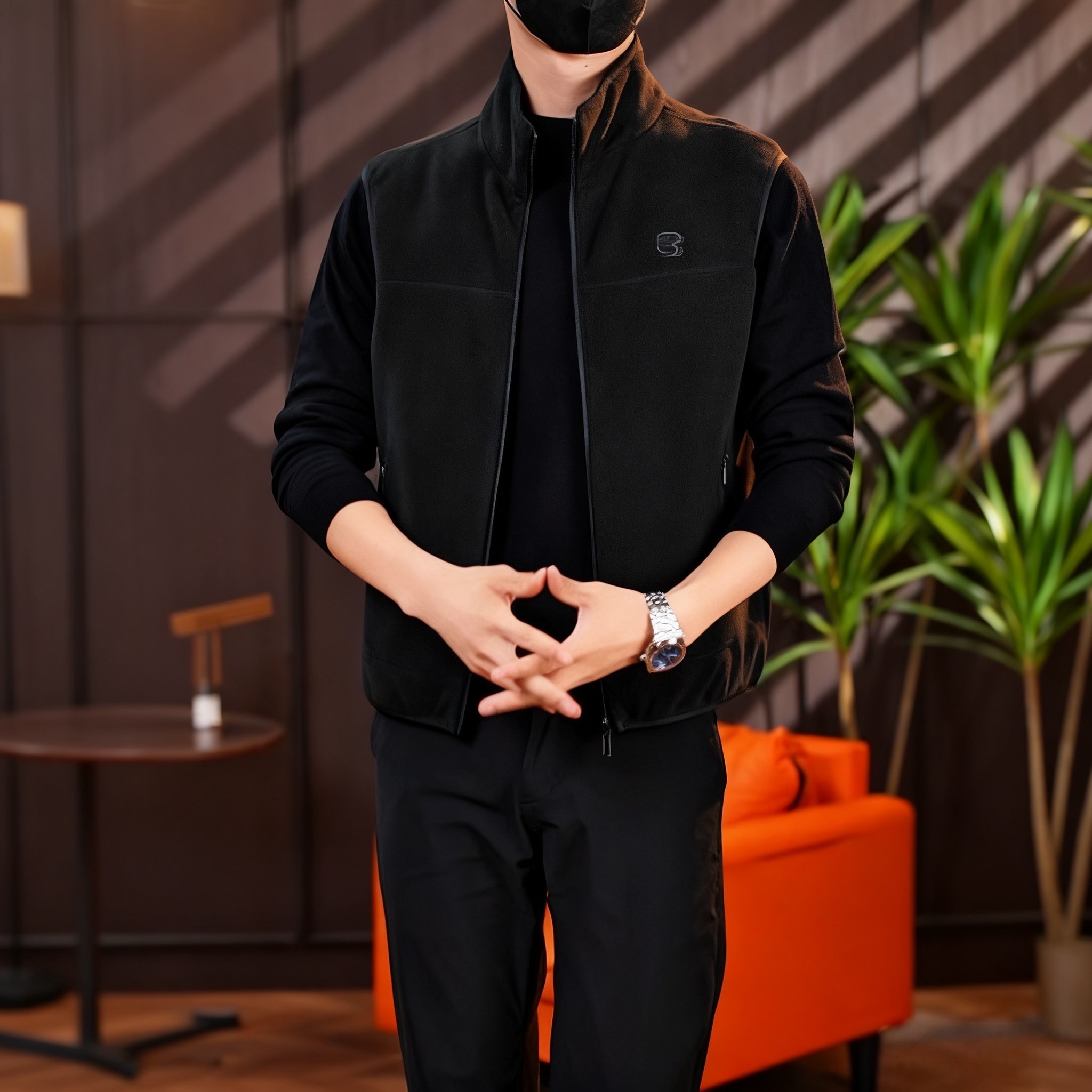 彼兰德曼男士秋冬加绒马甲摇粒绒冬季中年保暖可外出内搭御寒坎肩