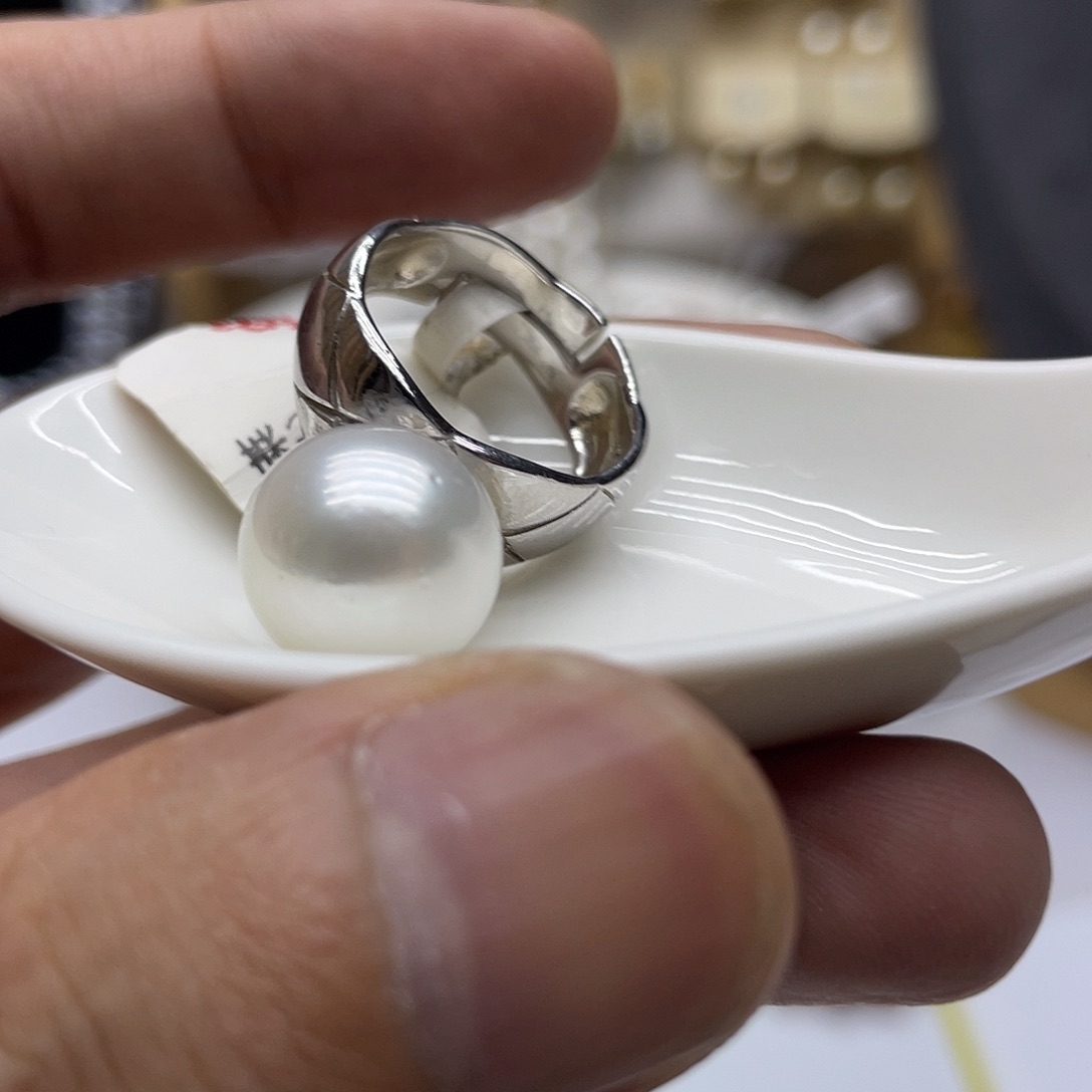 海水珍珠银S925镶嵌戒指