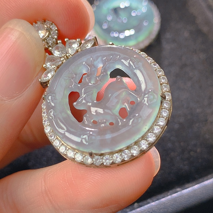 翡翠银S925镶嵌颈饰