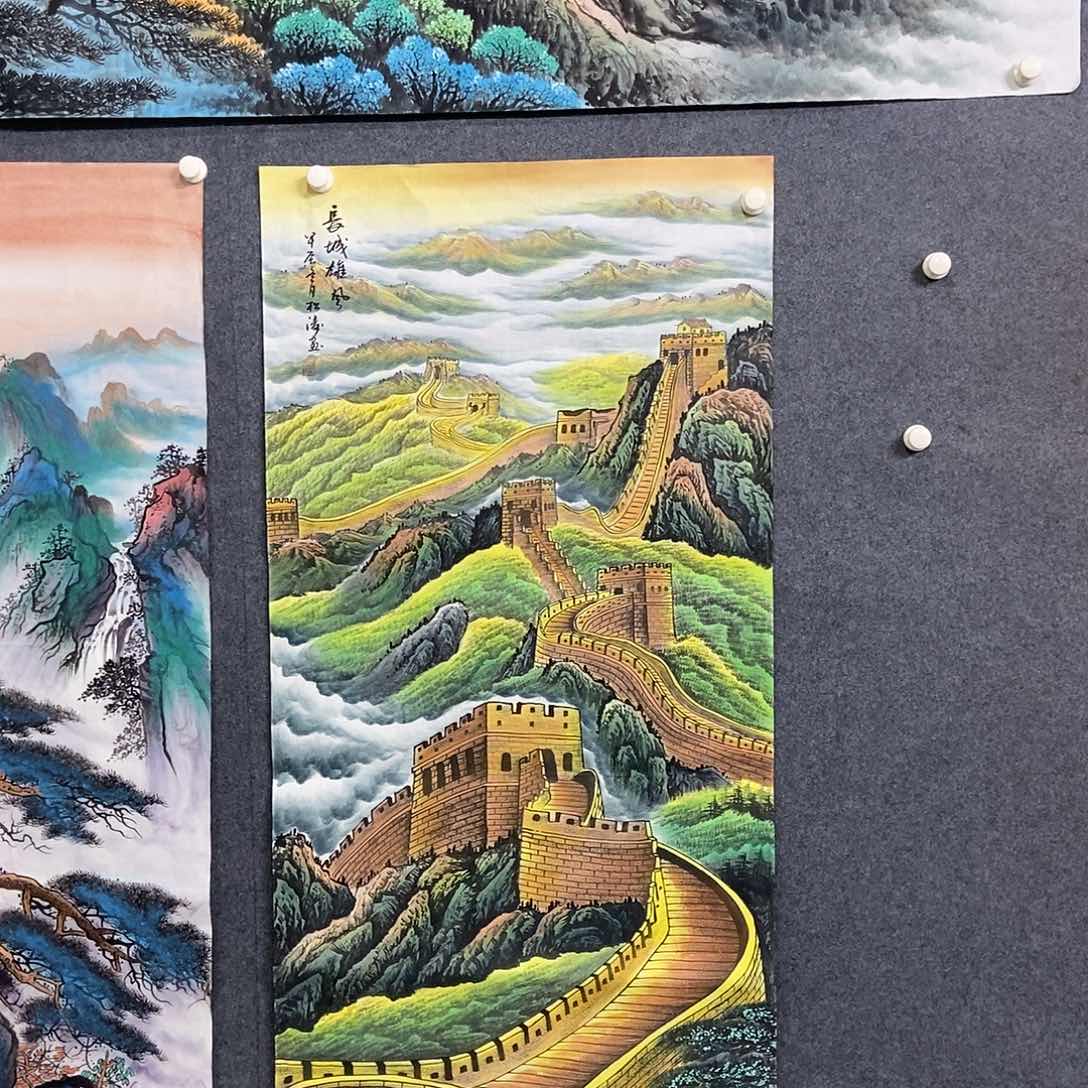 国画四尺长城一副