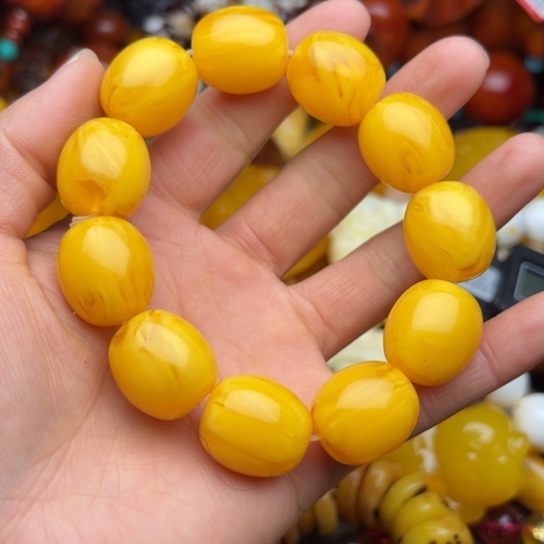 琥珀（花珀）手串未镶嵌蜜蜡