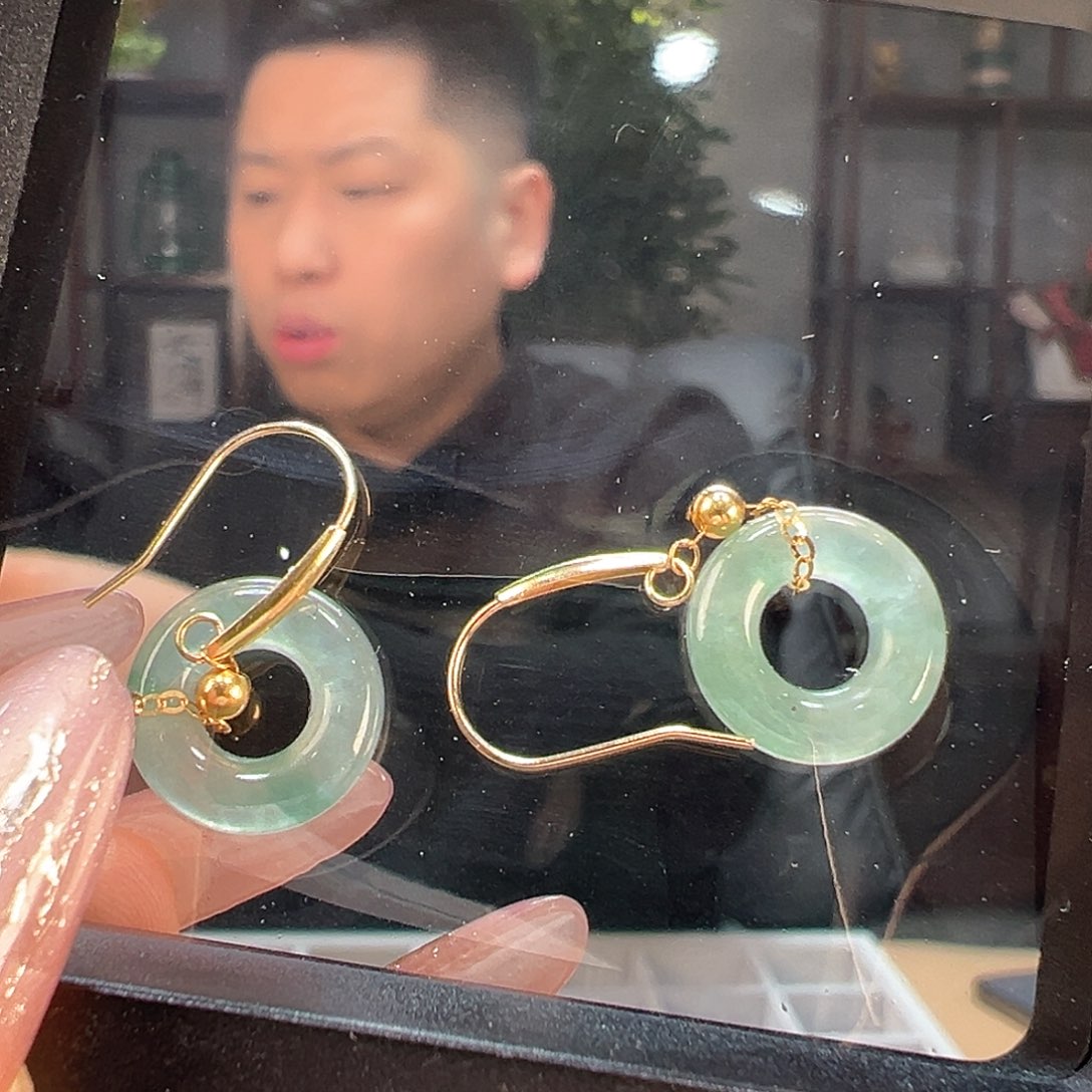 翡翠耳饰18K金镶嵌耳环27