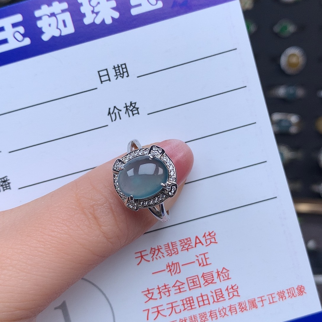 翡翠戒指银S925镶嵌戒指925